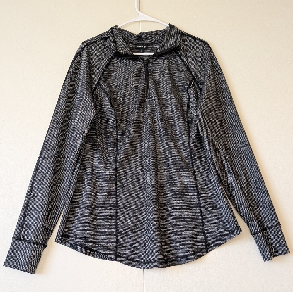 Torrid Women's Black‎ Space Dye Gray Quarter Zip Performance Pullover